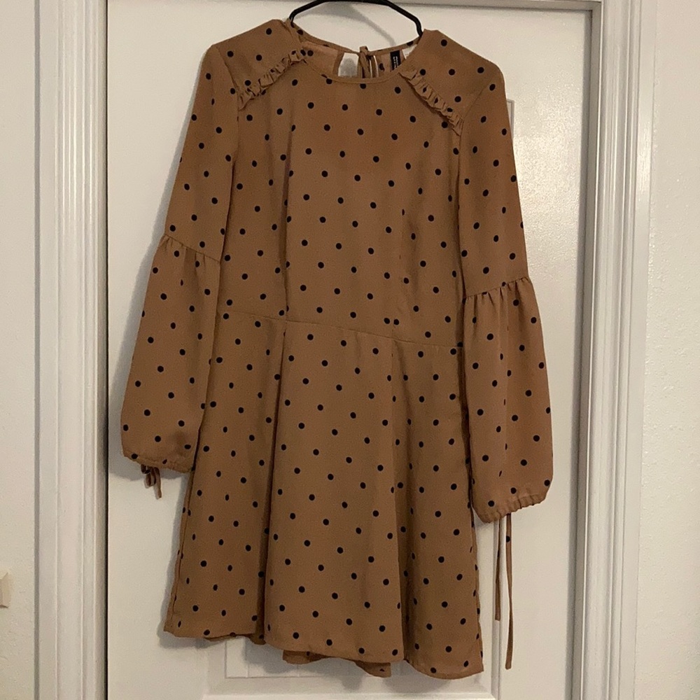 H&M Black Polka-Dot Tie-Back Dress